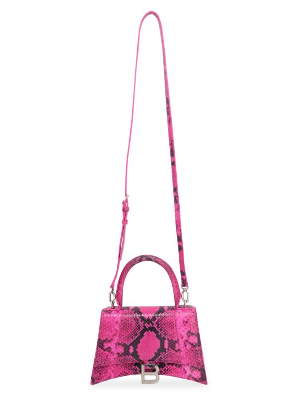 Balenciaga Balenciaga Small Hourglass Top Handle Bag In Pink Snake Print Calfskin Leather